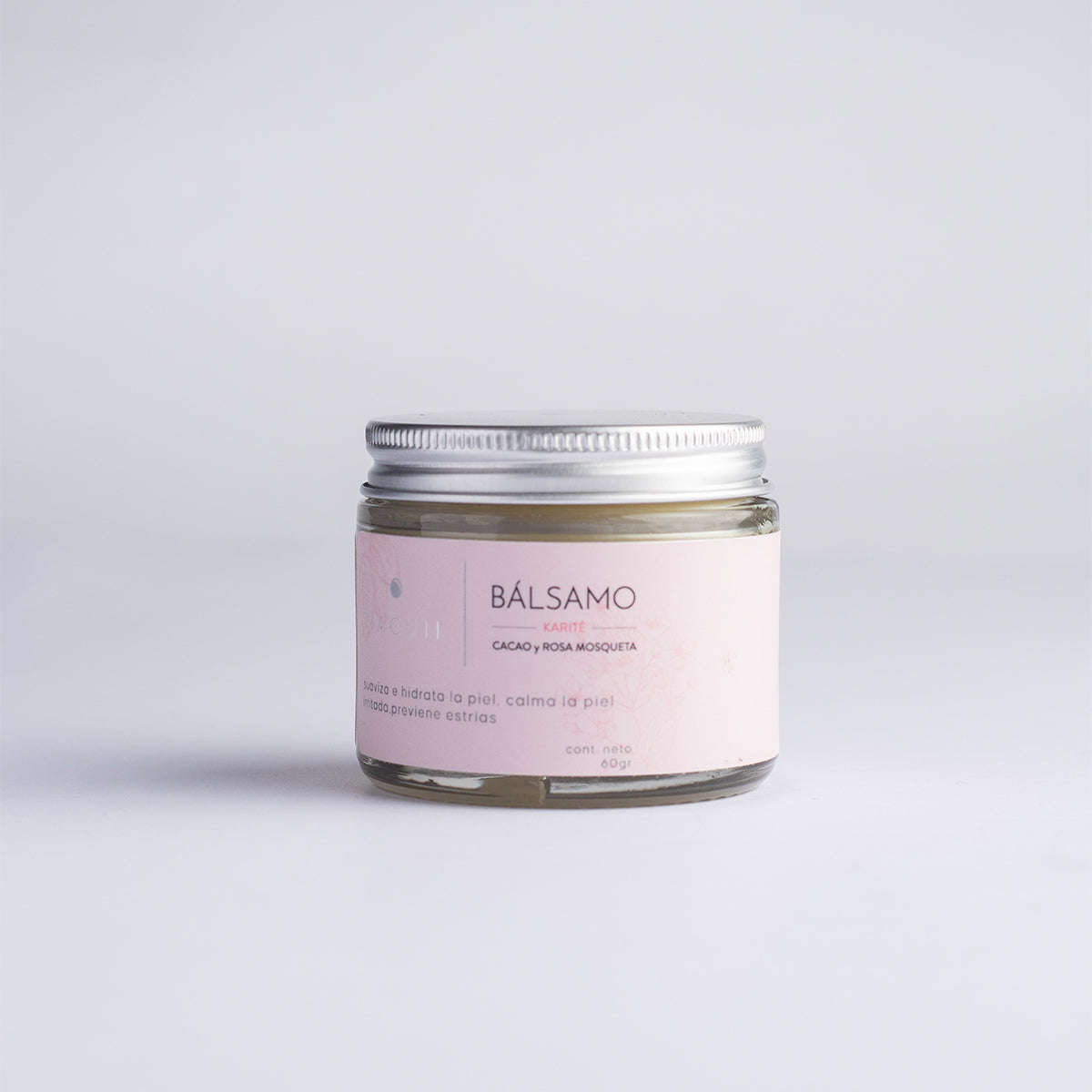 Bálsamo Karité de Cacao y Rosa Mosqueta de 60 grs - Suaviza e hidrata la piel, calma la piel irritada y previene estrías.