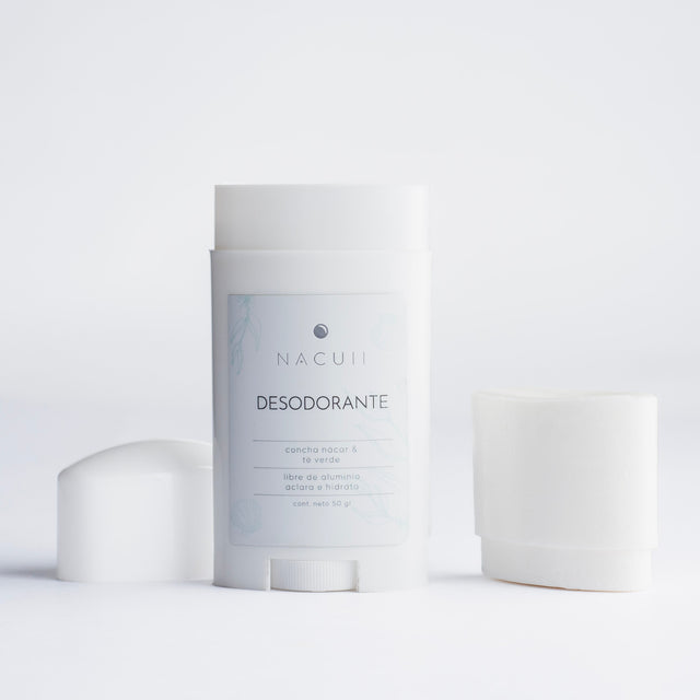 Desodorante natural, aclarante libre de aluminio y parabenos.