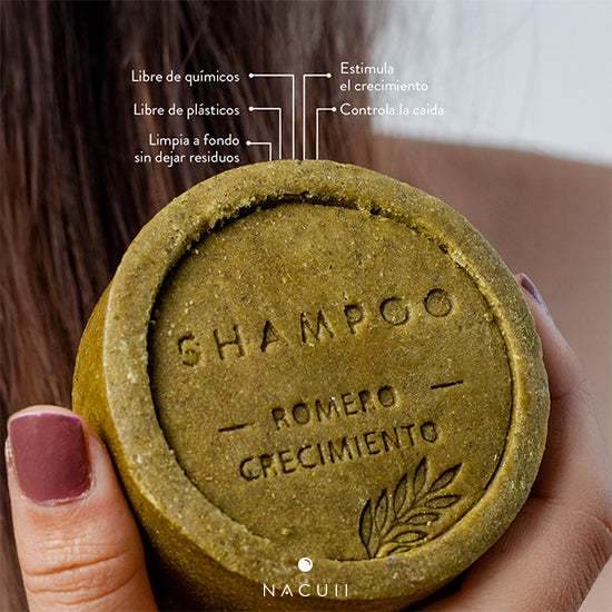 Shampoo libre de parabenos y químicos. Especial para hacer crecer el cabello, controlar la caída y engrosar el cabello.