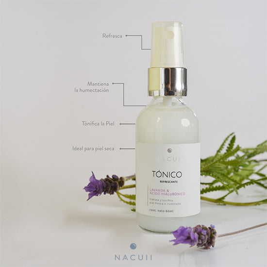 Tónico refrescante facial, refresca, reafirma e ilumina la piel.