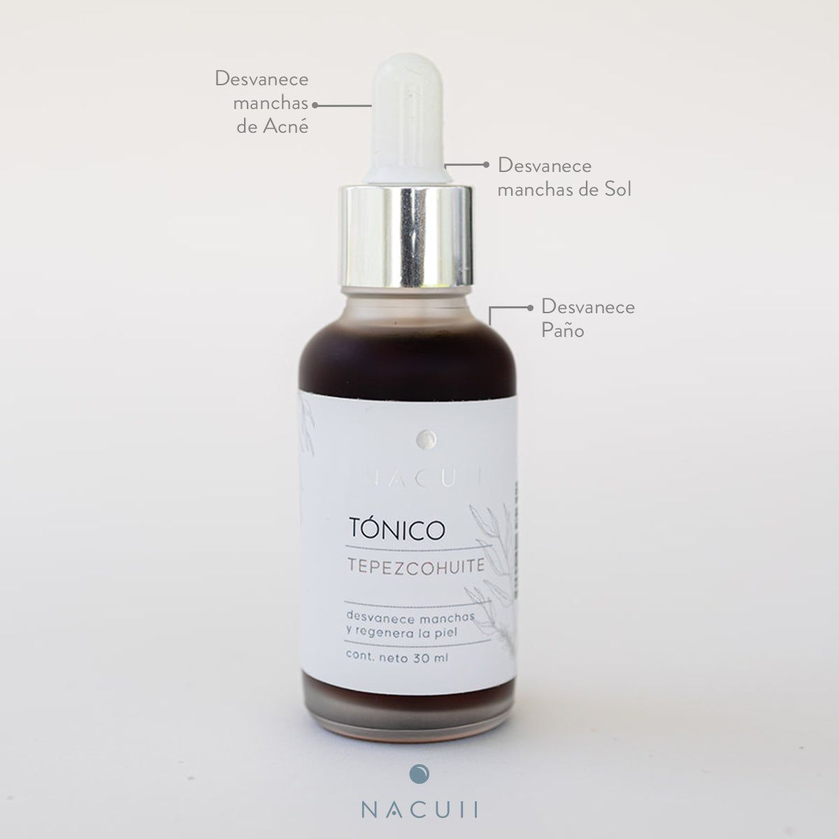 Tónico de tepezcohuite para desvanecer manchas y aclarar la piel. 